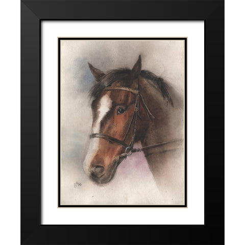 Brown Horse Black Modern Wood Framed Art Print with Double Matting by Besedina, Anastasiia