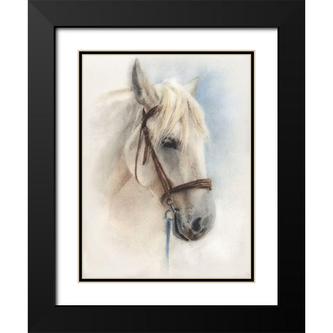 White Horse Black Modern Wood Framed Art Print with Double Matting by Besedina, Anastasiia