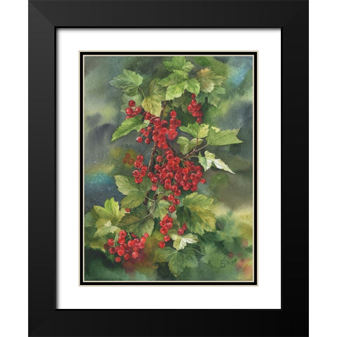 Red Currant Black Modern Wood Framed Art Print with Double Matting by Besedina, Anastasiia