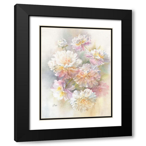 Aerial Peonies Black Modern Wood Framed Art Print with Double Matting by Besedina, Anastasiia
