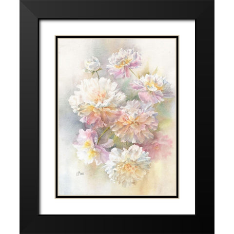 Aerial Peonies Black Modern Wood Framed Art Print with Double Matting by Besedina, Anastasiia