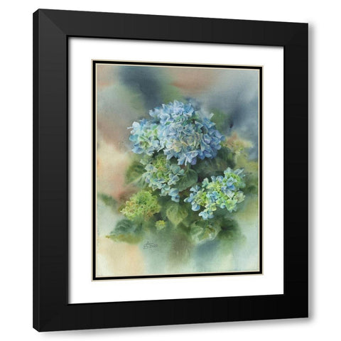 Blue Hydrangea Black Modern Wood Framed Art Print with Double Matting by Besedina, Anastasiia