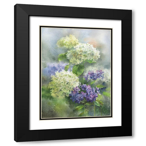 Hydrangea and Phloxes Black Modern Wood Framed Art Print with Double Matting by Besedina, Anastasiia