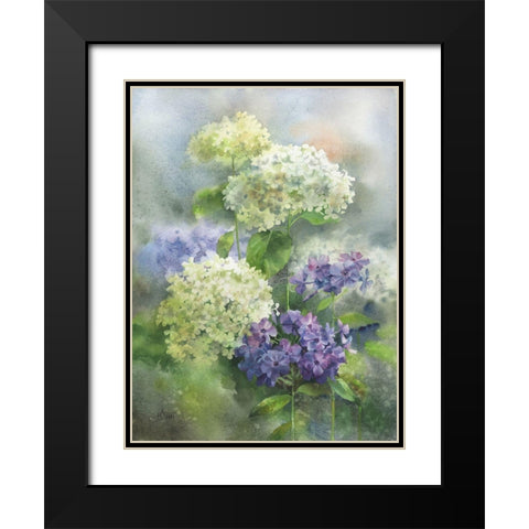 Hydrangea and Phloxes Black Modern Wood Framed Art Print with Double Matting by Besedina, Anastasiia