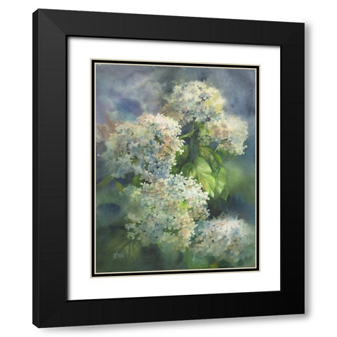 Solar Hydrangeas Black Modern Wood Framed Art Print with Double Matting by Besedina, Anastasiia