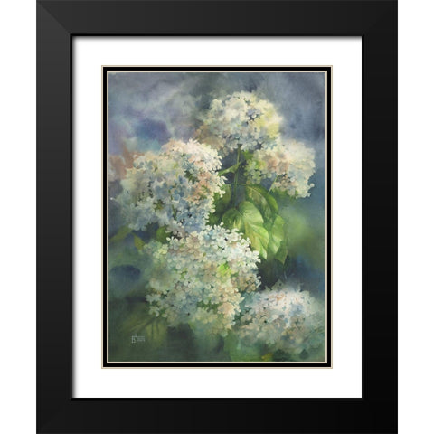 Solar Hydrangeas Black Modern Wood Framed Art Print with Double Matting by Besedina, Anastasiia