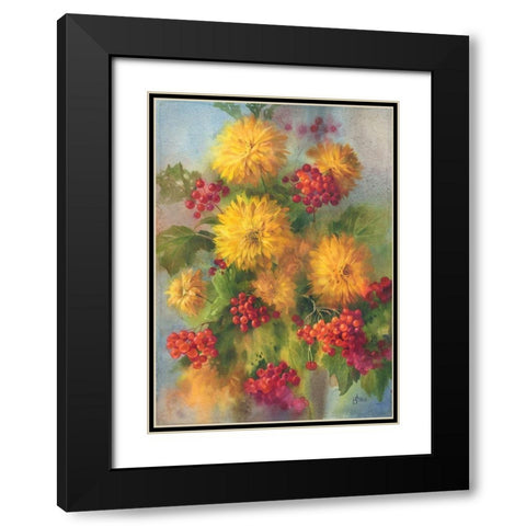 Rowen Berry and Golden Balls Black Modern Wood Framed Art Print with Double Matting by Besedina, Anastasiia