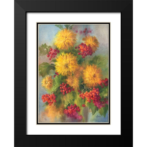 Rowen Berry and Golden Balls Black Modern Wood Framed Art Print with Double Matting by Besedina, Anastasiia