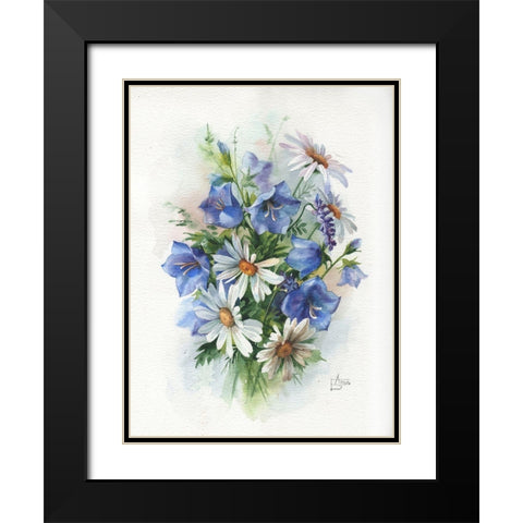 Summer Boouquet Black Modern Wood Framed Art Print with Double Matting by Besedina, Anastasiia