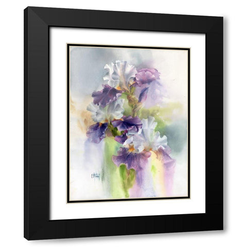 Big Iris Black Modern Wood Framed Art Print with Double Matting by Besedina, Anastasiia