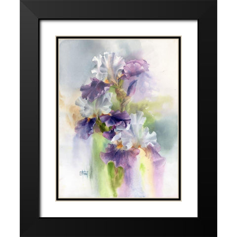 Big Iris Black Modern Wood Framed Art Print with Double Matting by Besedina, Anastasiia