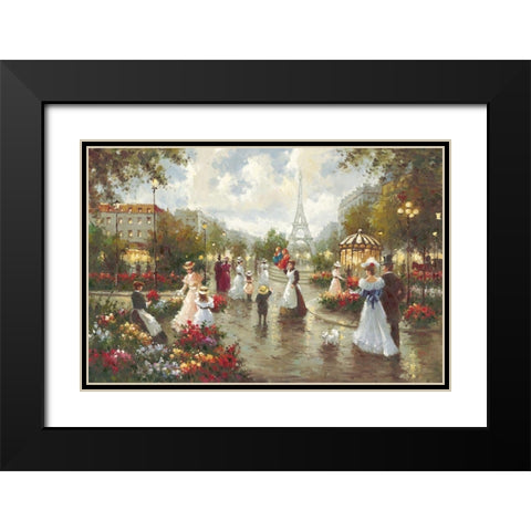 Old Paris Black Modern Wood Framed Art Print with Double Matting by Bernard, Louis