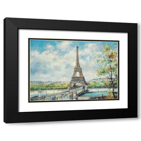 Paris View I Black Modern Wood Framed Art Print with Double Matting by Bertrand, Yves