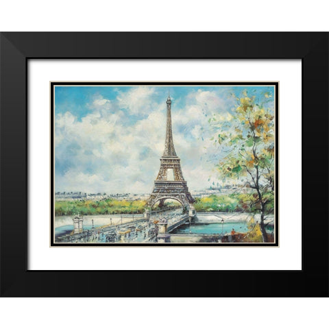 Paris View I Black Modern Wood Framed Art Print with Double Matting by Bertrand, Yves