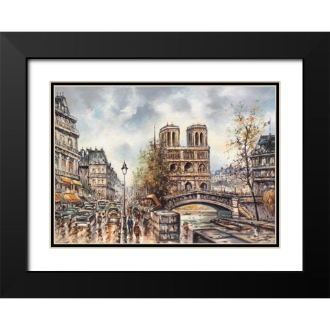 Paris View IV Black Modern Wood Framed Art Print with Double Matting by Bertrand, Yves