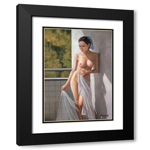 Lovely Morning at Balcony II Black Modern Wood Framed Art Print with Double Matting by Maindok, Paul