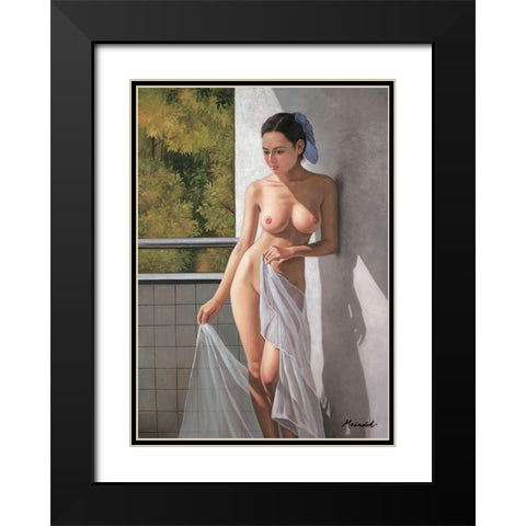 Lovely Morning at Balcony II Black Modern Wood Framed Art Print with Double Matting by Maindok, Paul