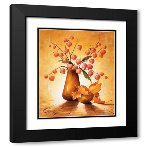 Italian Flowers I Black Modern Wood Framed Art Print with Double Matting by Lopardi, E.