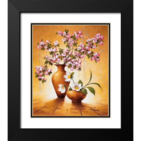 Italian Flowers II Black Modern Wood Framed Art Print with Double Matting by Lopardi, E.