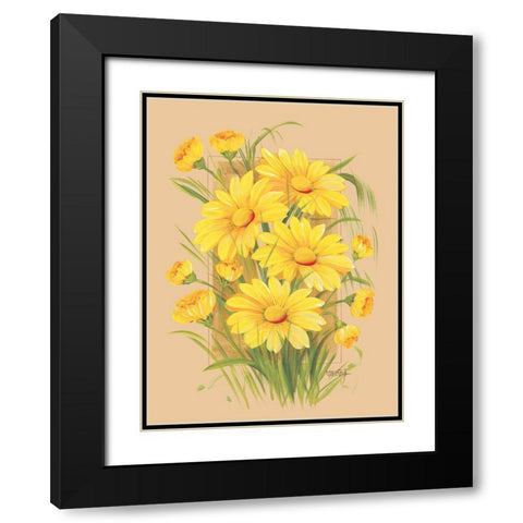Flowers Composition III Black Modern Wood Framed Art Print with Double Matting by Divisova, Jaroslava