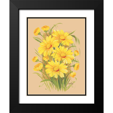 Flowers Composition III Black Modern Wood Framed Art Print with Double Matting by Divisova, Jaroslava