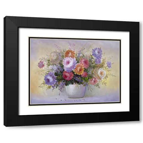 Flowers in Purple Colors I Black Modern Wood Framed Art Print with Double Matting by Gonzales, Pedro