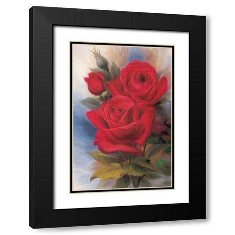 Roses I Black Modern Wood Framed Art Print with Double Matting by Piliszek, Beata