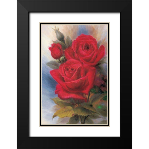 Roses I Black Modern Wood Framed Art Print with Double Matting by Piliszek, Beata