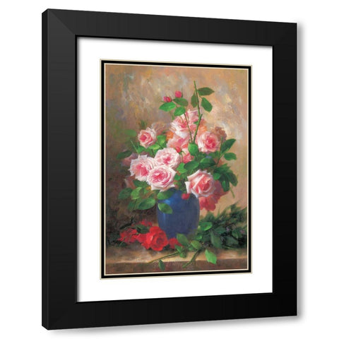 Roses II Black Modern Wood Framed Art Print with Double Matting by Piliszek, Beata