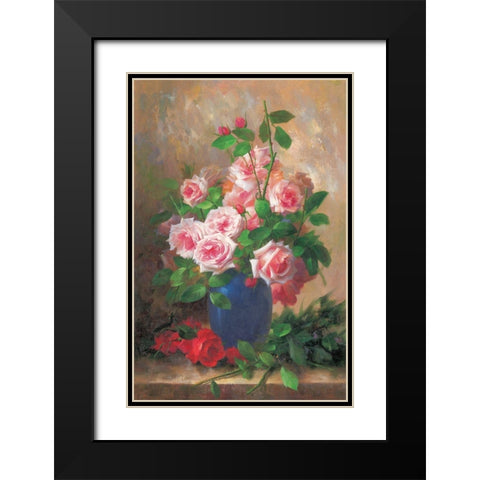 Roses II Black Modern Wood Framed Art Print with Double Matting by Piliszek, Beata