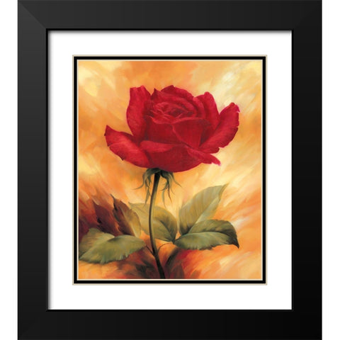 The Red Rose Black Modern Wood Framed Art Print with Double Matting by Skorupska, Patrycja