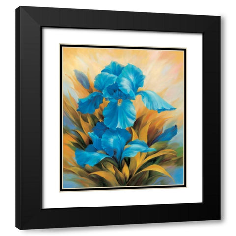 The Blue Iris Black Modern Wood Framed Art Print with Double Matting by Skorupska, Patrycja