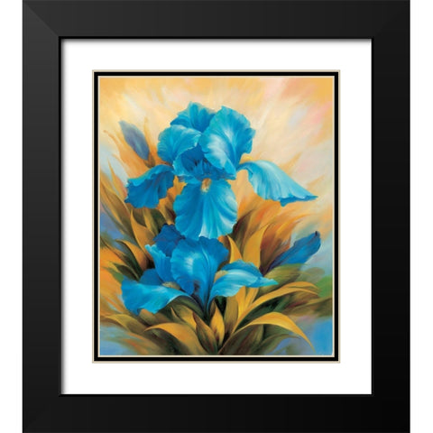 The Blue Iris Black Modern Wood Framed Art Print with Double Matting by Skorupska, Patrycja