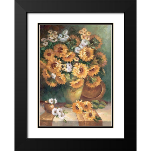 Sunflowers in Vase I Black Modern Wood Framed Art Print with Double Matting by Monica Nero