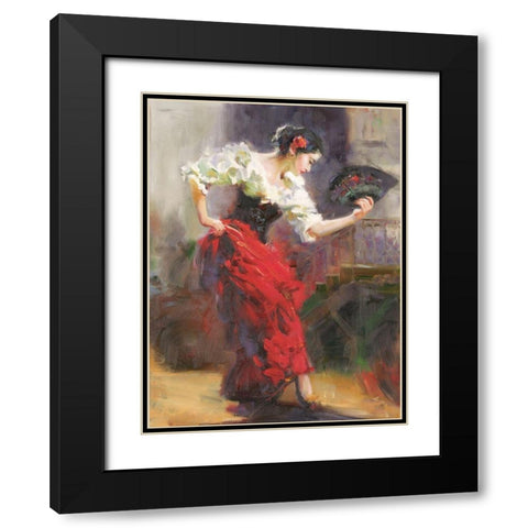 Flamenco Black Modern Wood Framed Art Print with Double Matting by Noches, Fernando