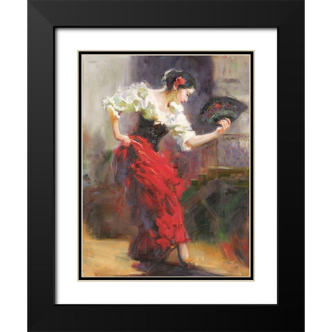 Flamenco Black Modern Wood Framed Art Print with Double Matting by Noches, Fernando