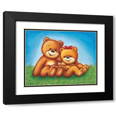 Teddy Bears II Black Modern Wood Framed Art Print with Double Matting by Daria