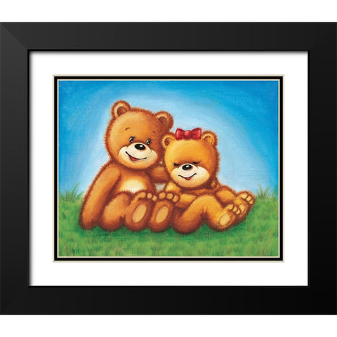 Teddy Bears II Black Modern Wood Framed Art Print with Double Matting by Daria