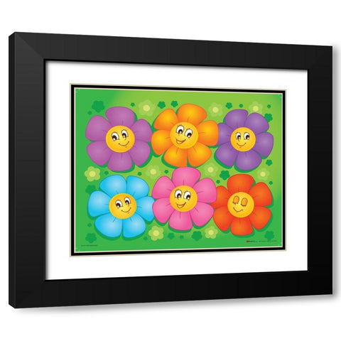 Flowers Black Modern Wood Framed Art Print with Double Matting by Viskova, Klara