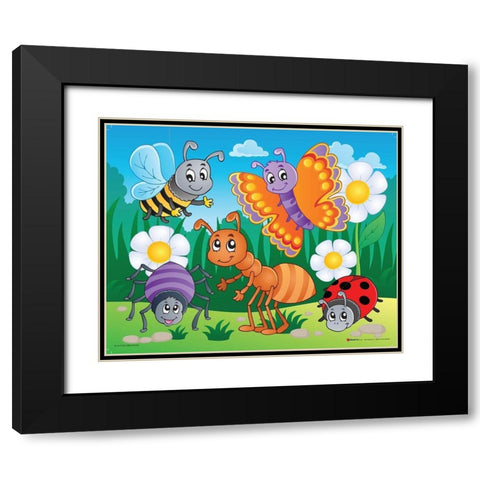 Beatles Black Modern Wood Framed Art Print with Double Matting by Viskova, Klara