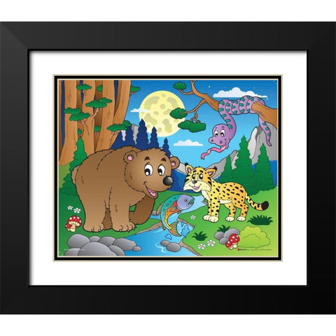 Wood Animals I Black Modern Wood Framed Art Print with Double Matting by Viskova, Klara