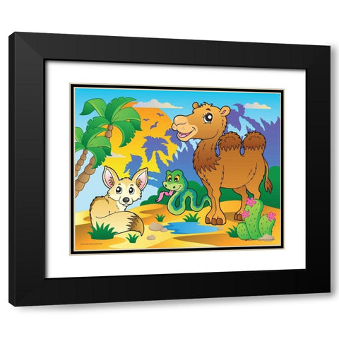 Desert Animals Black Modern Wood Framed Art Print with Double Matting by Viskova, Klara