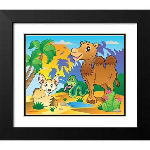 Desert Animals Black Modern Wood Framed Art Print with Double Matting by Viskova, Klara