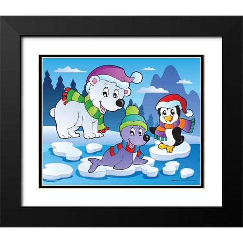 Winter Animals I Black Modern Wood Framed Art Print with Double Matting by Viskova, Klara
