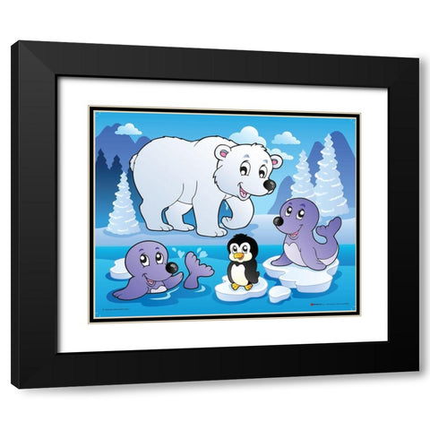 Winter Animals II Black Modern Wood Framed Art Print with Double Matting by Viskova, Klara