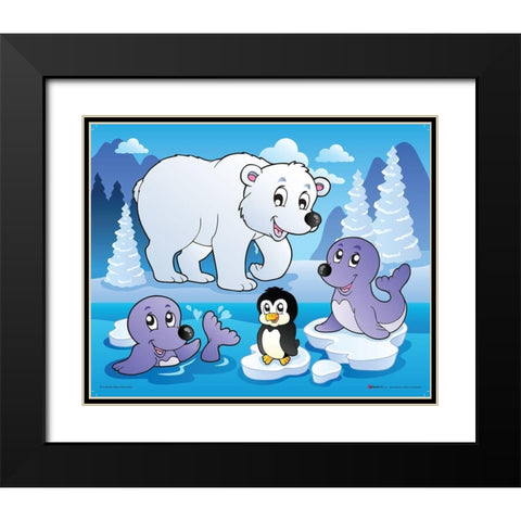 Winter Animals II Black Modern Wood Framed Art Print with Double Matting by Viskova, Klara