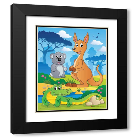 Australian Animals Black Modern Wood Framed Art Print with Double Matting by Viskova, Klara