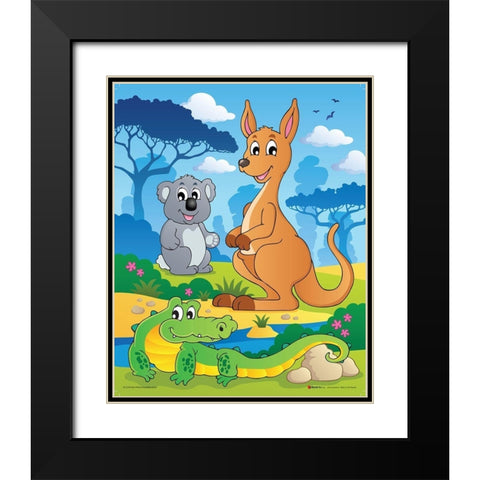Australian Animals Black Modern Wood Framed Art Print with Double Matting by Viskova, Klara