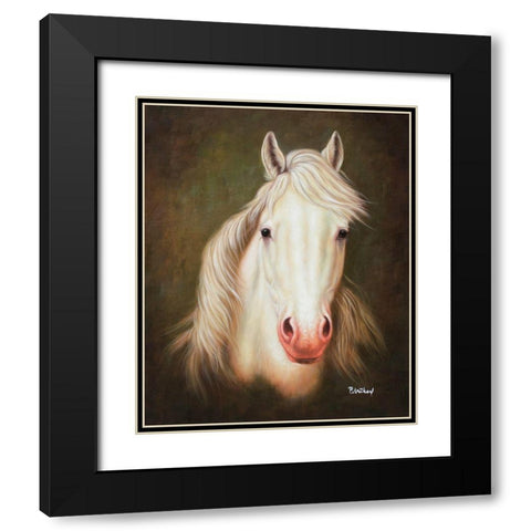 White Horse Black Modern Wood Framed Art Print with Double Matting by Petrikova, Eva