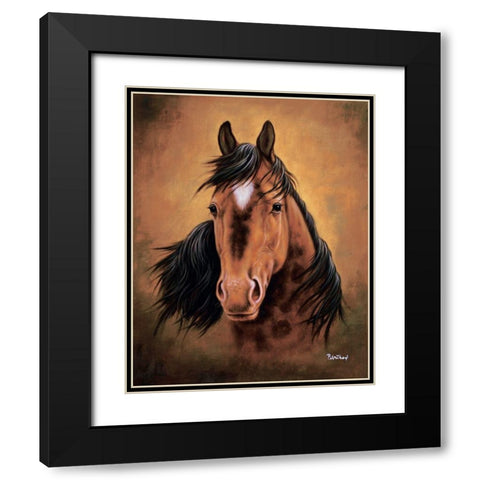 Brwon Horse Black Modern Wood Framed Art Print with Double Matting by Petrikova, Eva